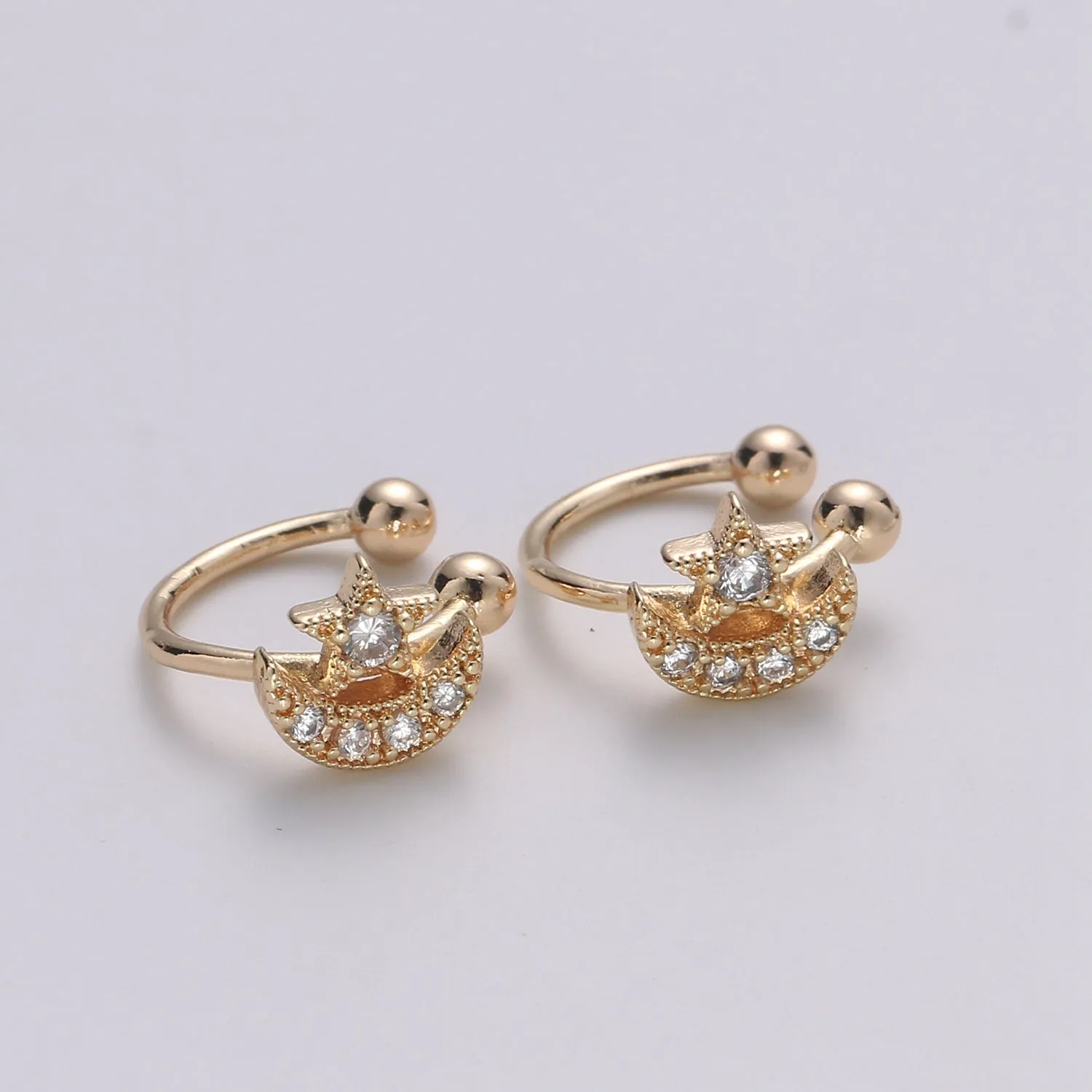 Gold Filled Celestial Moon and Star Earcuffs - AI-081