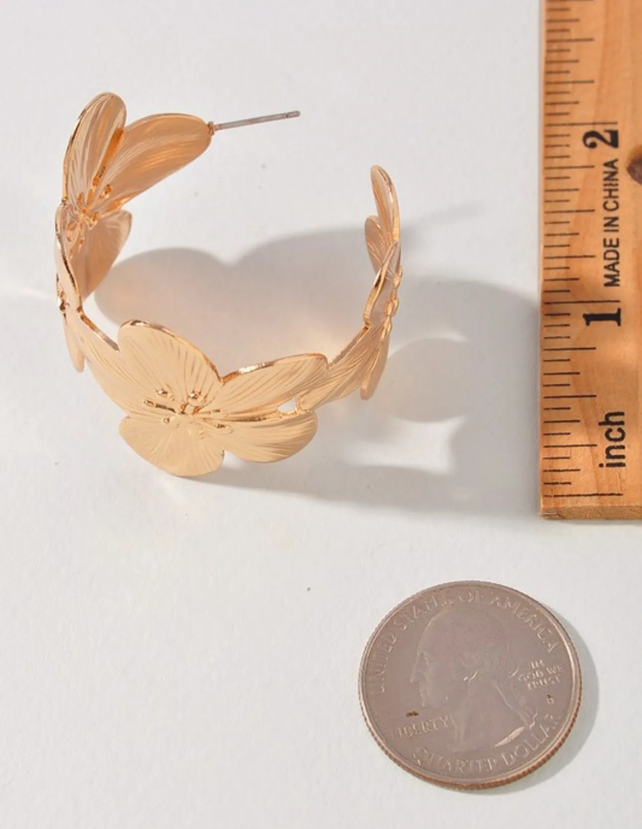 Gold Floral Hoop Earrings