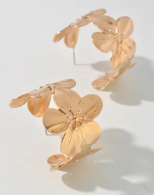 Gold Floral Hoop Earrings