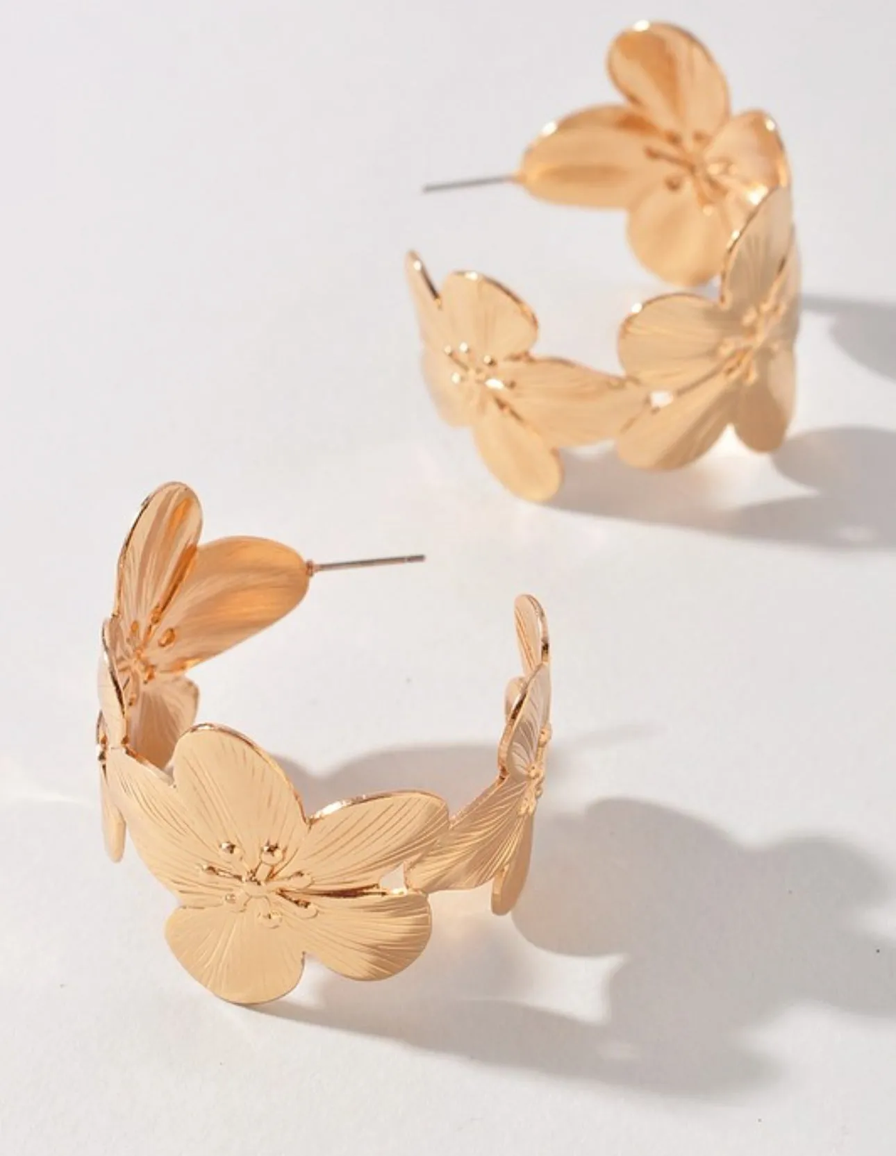 Gold Floral Hoop Earrings
