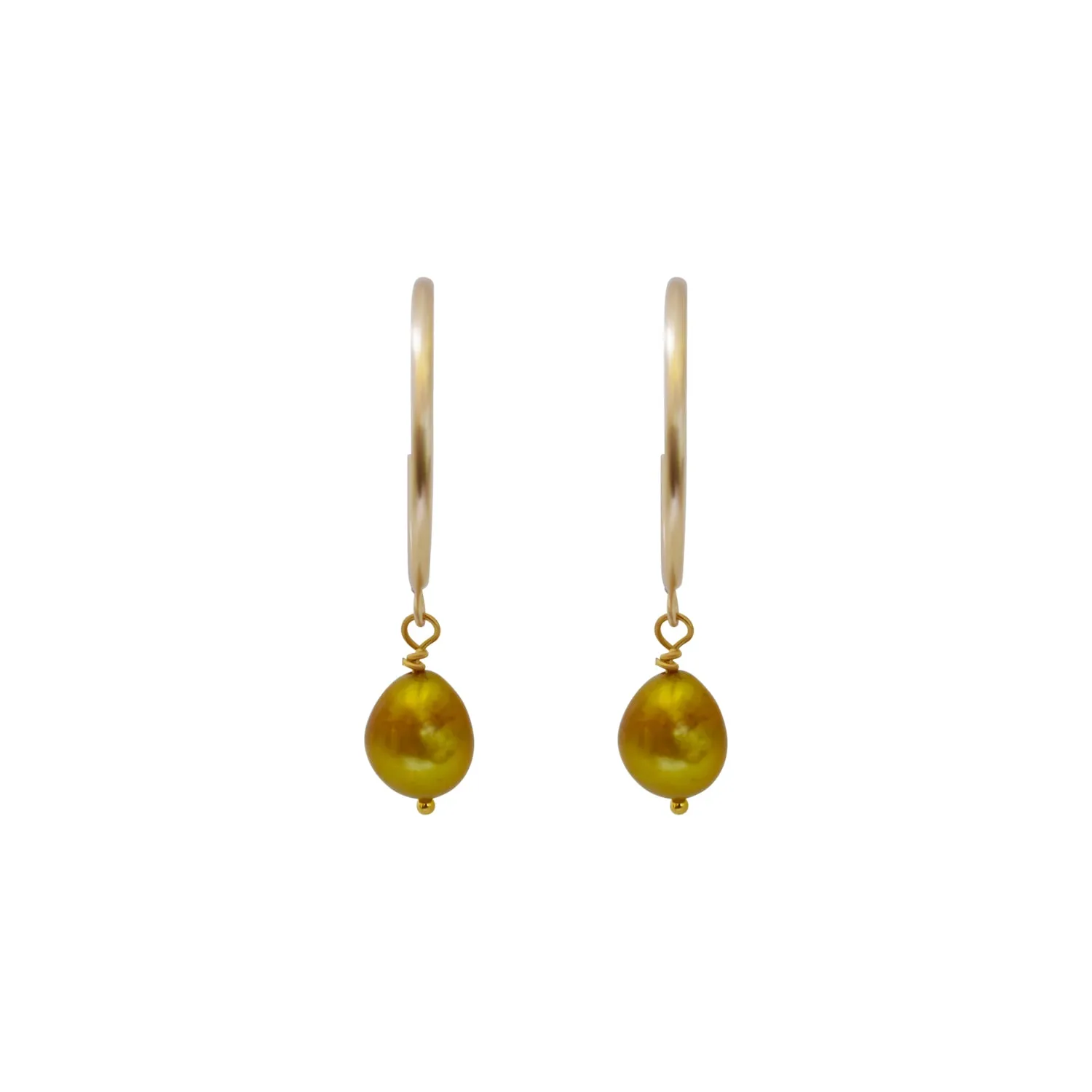 Gold freshwater pearl hoop earrings | by Ifemi Jewels