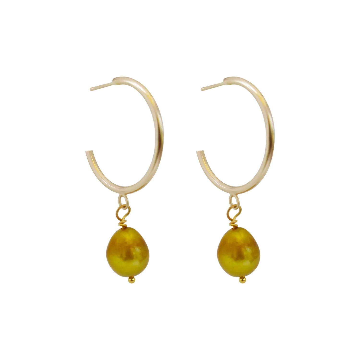 Gold freshwater pearl hoop earrings | by Ifemi Jewels