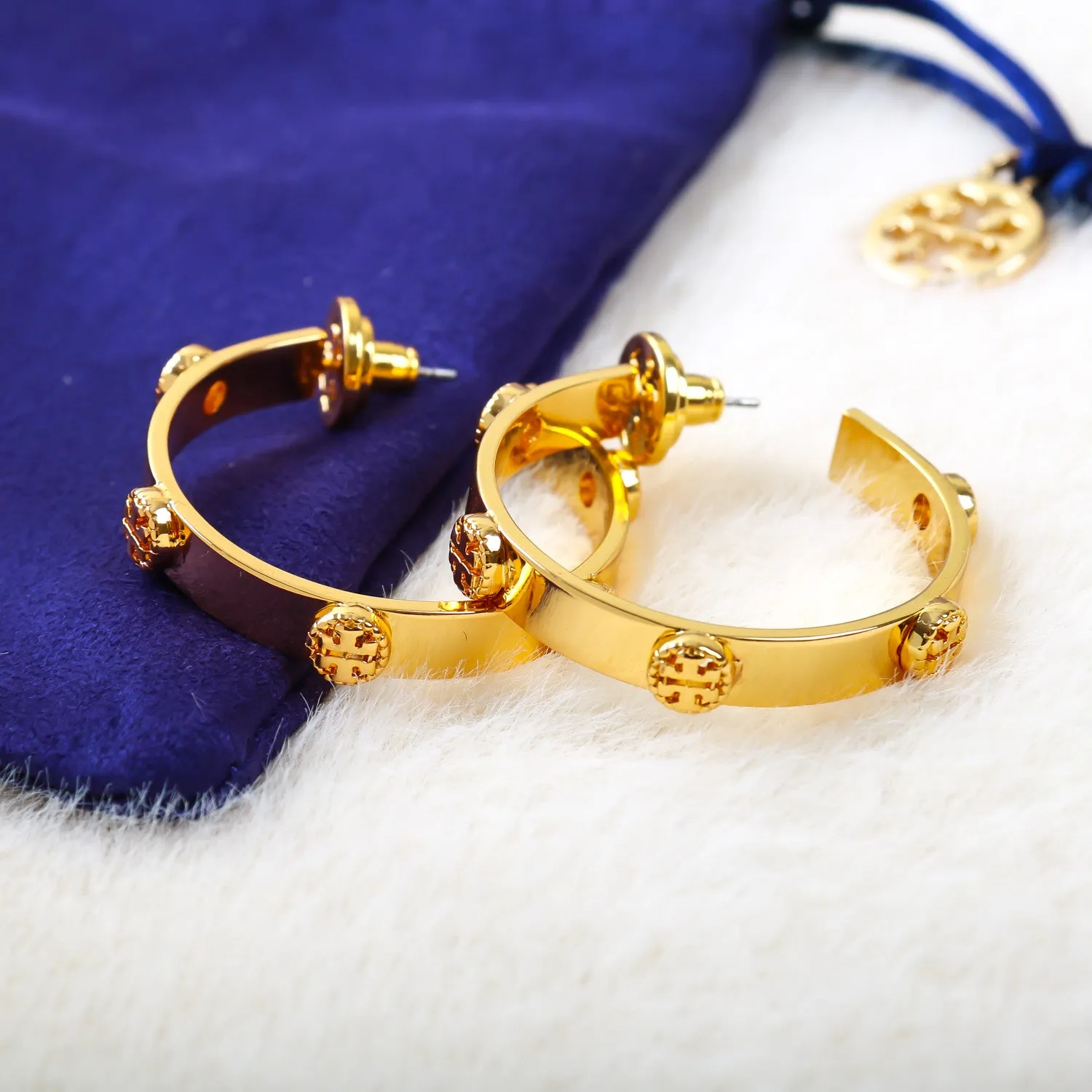 Gold Milgrain Hoop Earrings