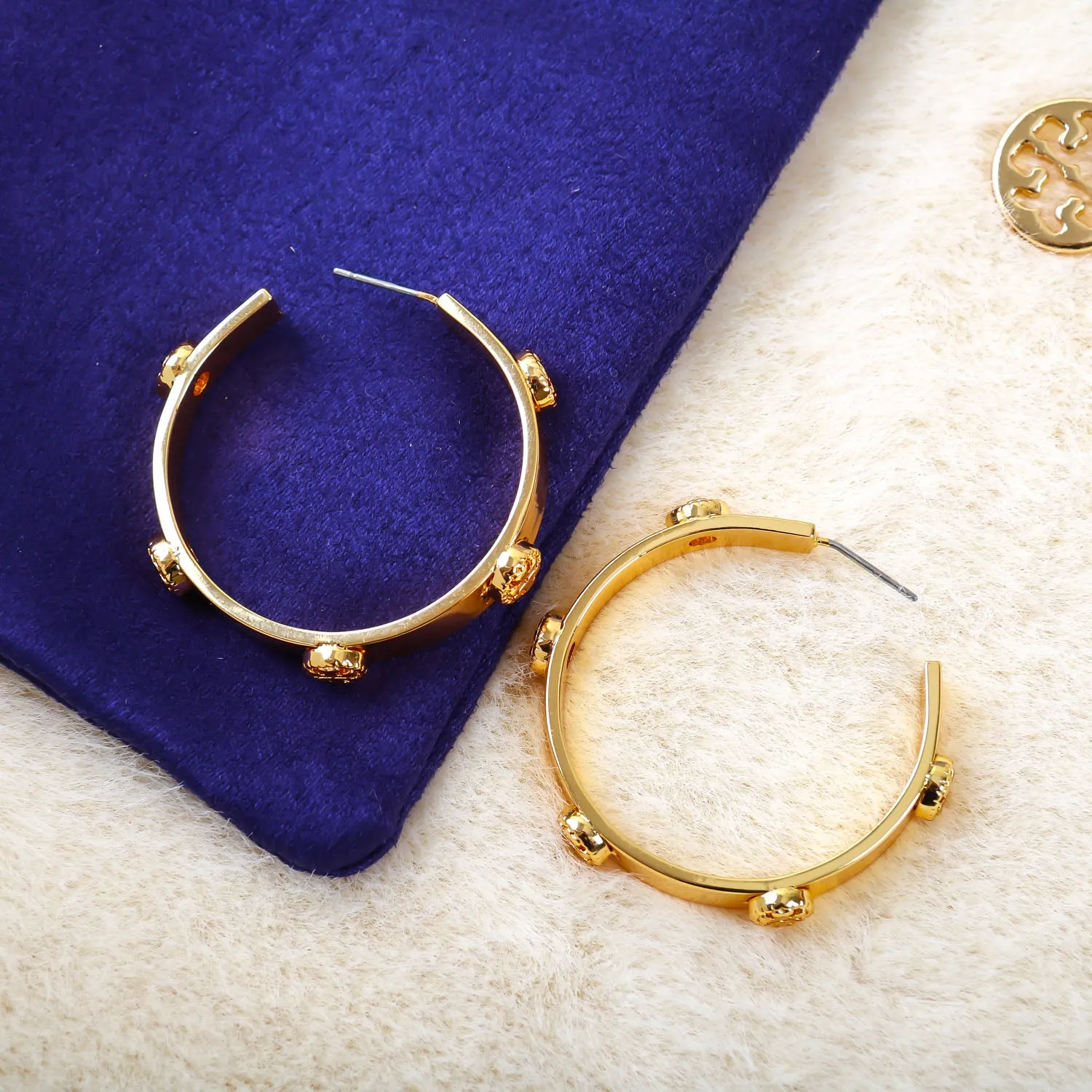 Gold Milgrain Hoop Earrings