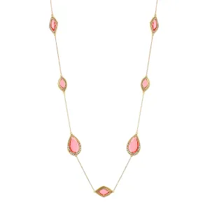 GOLD-MULTI WHITE CRYSTAL RED NECKLACE   #FW1403856 (EH8)
