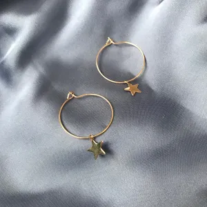 Gold Plated Star Hoop Earrings - Lightweight Hoop Earrings, Star Earrings, Small Hoop Earrings, Cute Earrings, Gold Earrings, Gold Jewellery