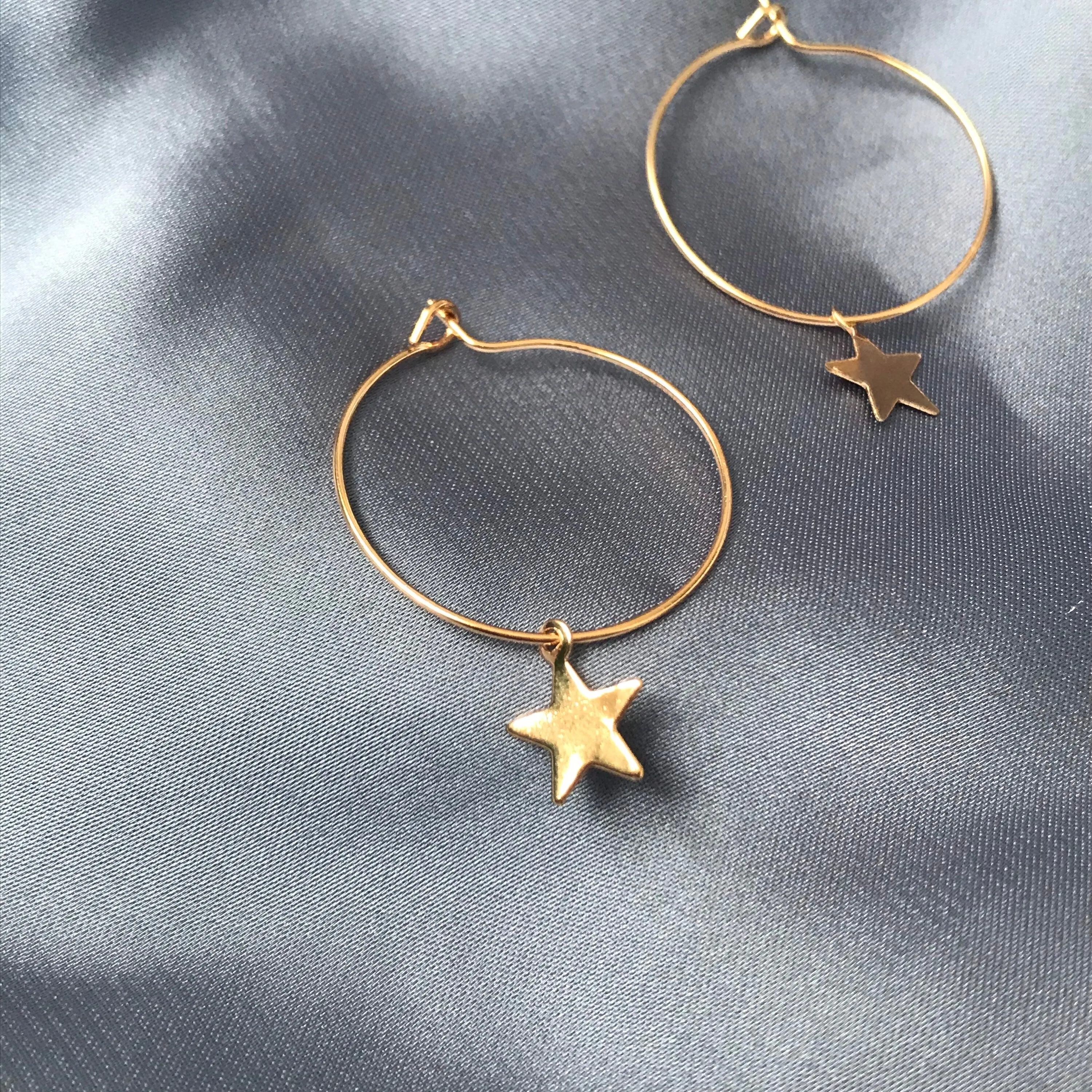 Gold Plated Star Hoop Earrings - Lightweight Hoop Earrings, Star Earrings, Small Hoop Earrings, Cute Earrings, Gold Earrings, Gold Jewellery