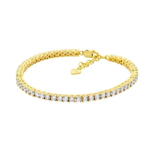 Gold Plated Sterling Silver Tennis Bracelet with 3mm Cubic Zirconias B226G