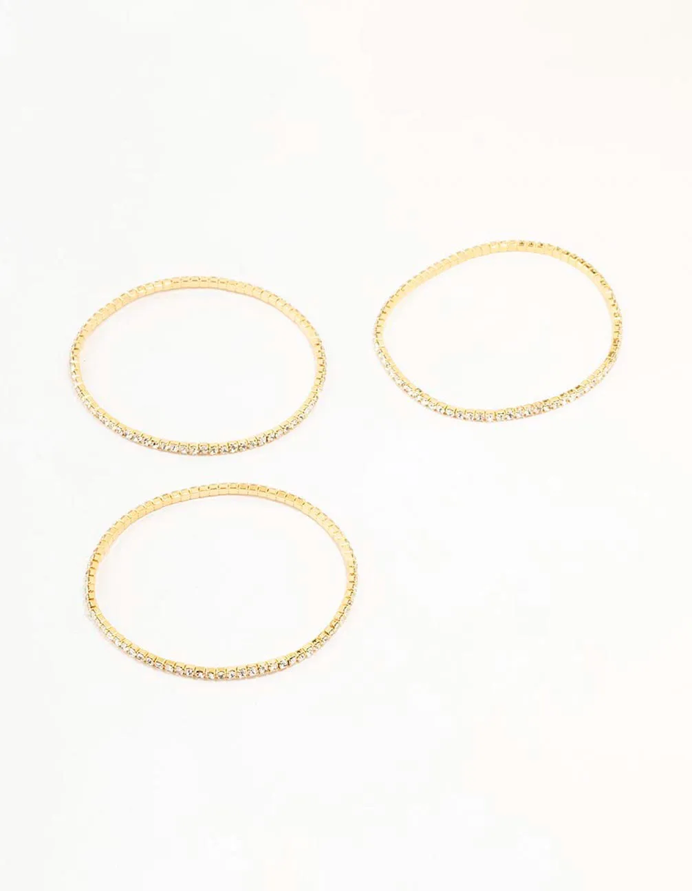 Gold Plated Stretch Cup Chain Tennis Bracelets 3-Pack