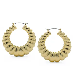 GOLD ROUND HOOP EARRINGS#HNE90619GD(SC11/LC13)