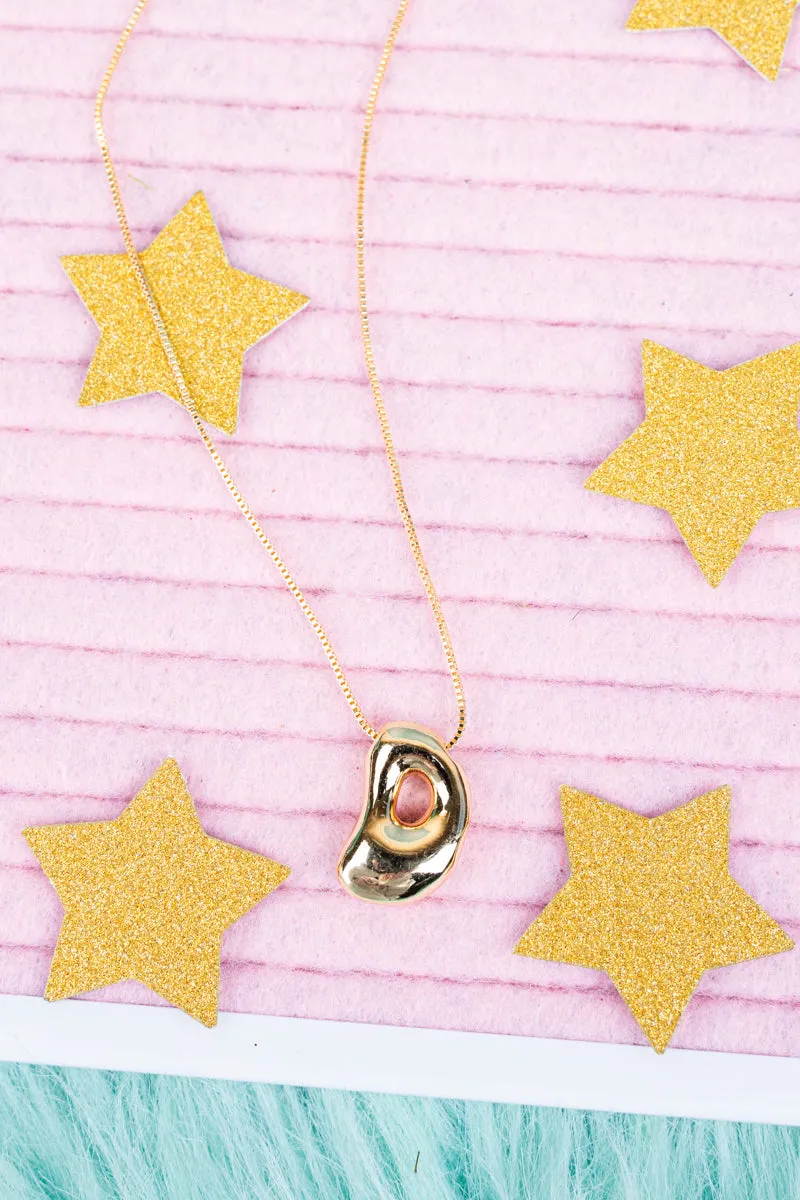 Goldtone Bubble Initial 'D" Necklace