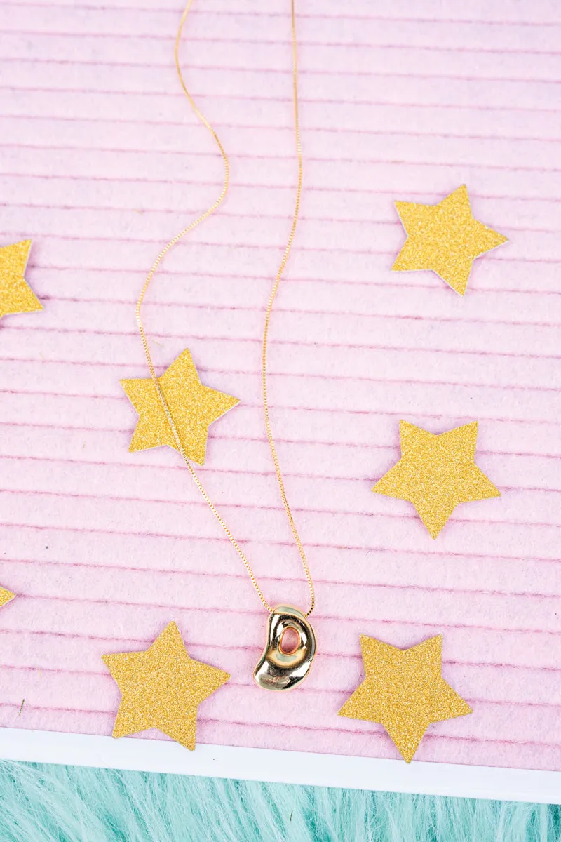 Goldtone Bubble Initial 'D" Necklace