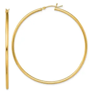 Goldtone Sterling Silver 2X60MM Hoop Earrings