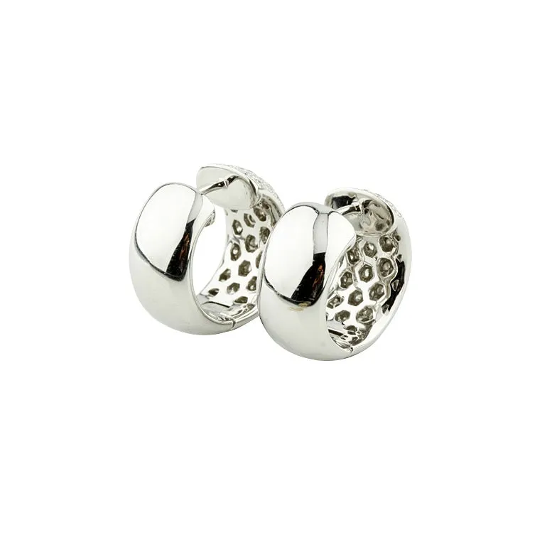 Gorgeous 18k White Gold Round Pave Diamond Hoop Earrings TCW Appx 2.50 Cts