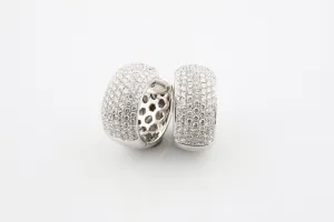 Gorgeous 18k White Gold Round Pave Diamond Hoop Earrings TCW Appx 2.50 Cts