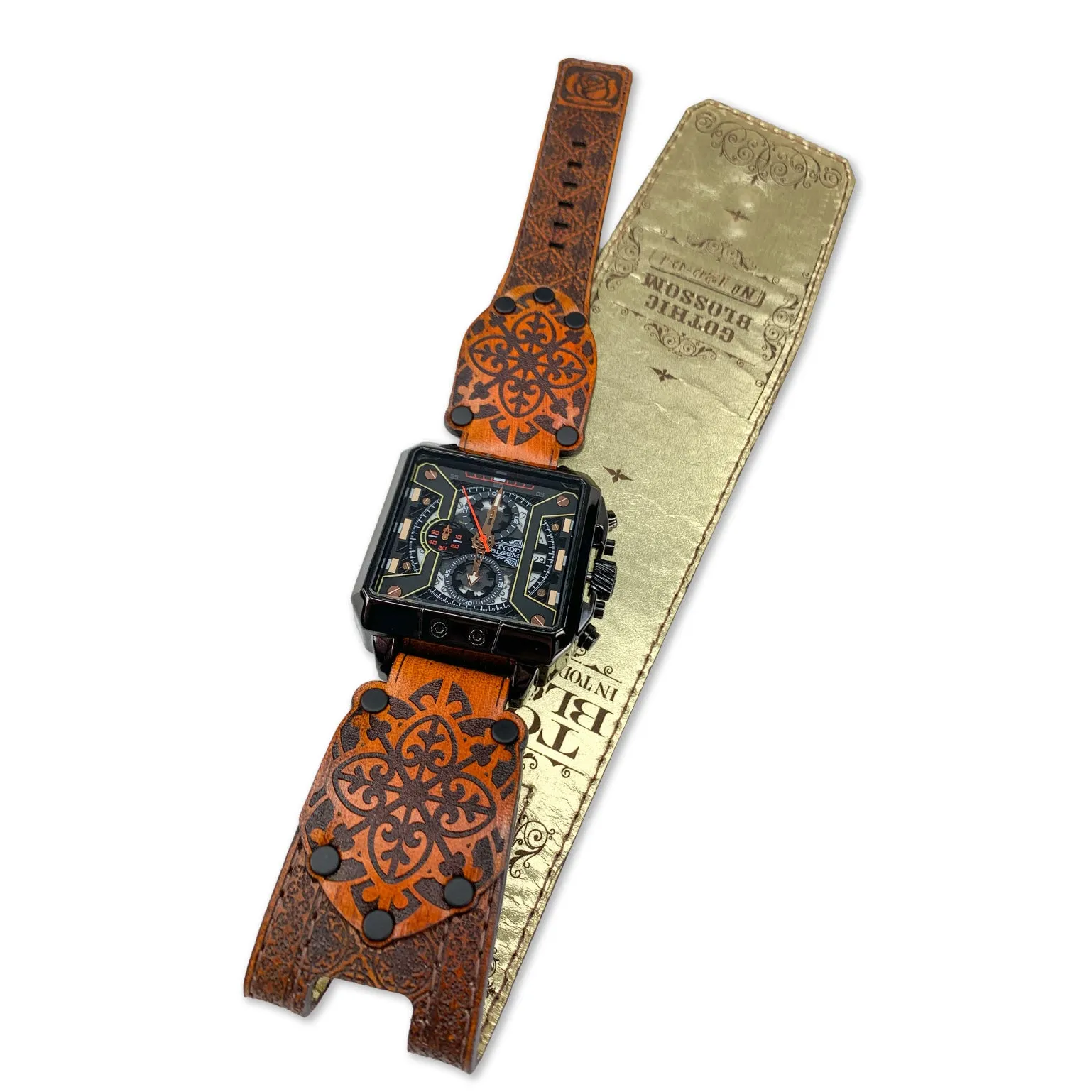 GOTHIC BLOSSOM I-MENS HAND MADE-FULL GRAIN LEATHER-WATCH