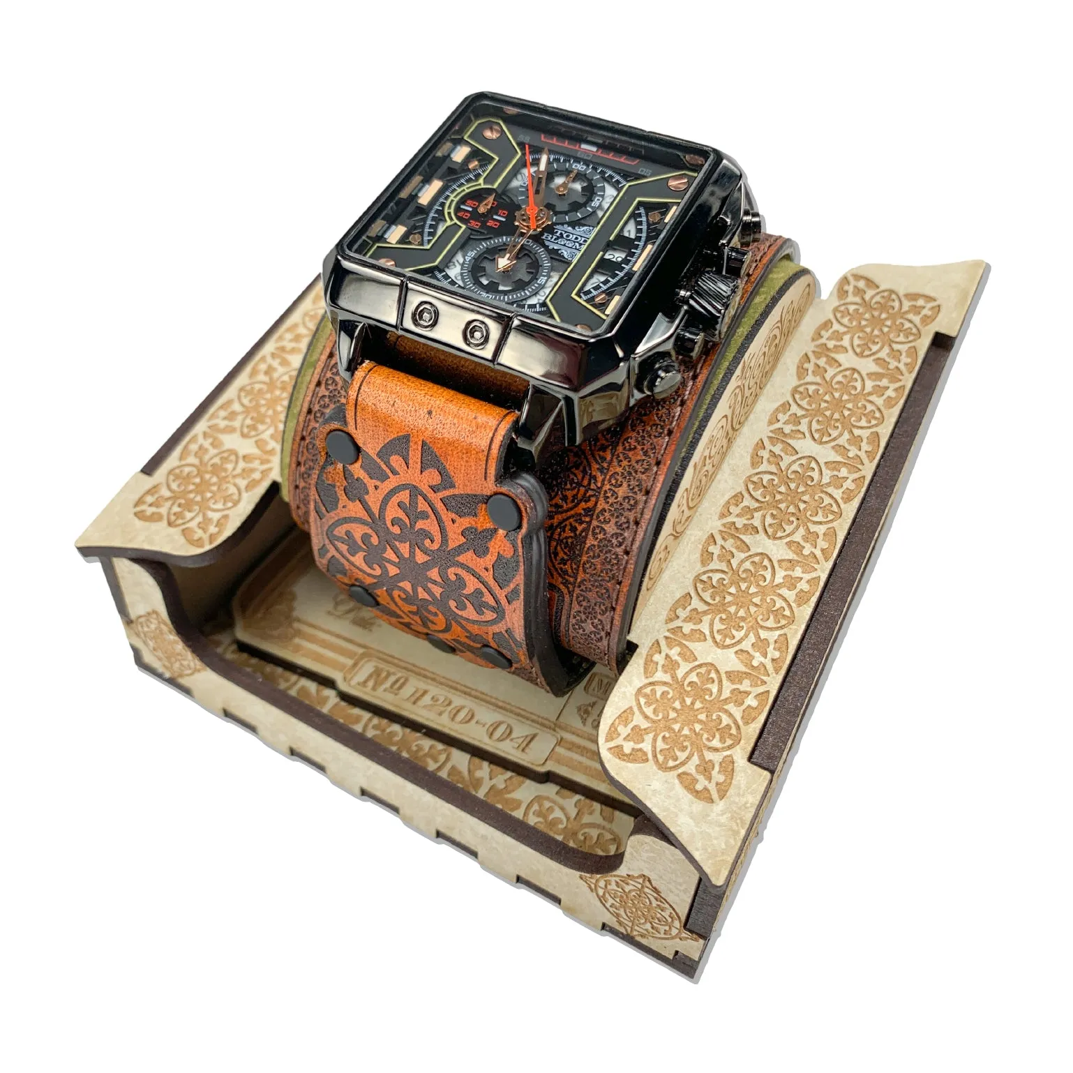 GOTHIC BLOSSOM I-MENS HAND MADE-FULL GRAIN LEATHER-WATCH