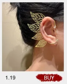 Gothic Punk Dragon Earrings Wing Vintage Ear Cuffs Clip On Earrings