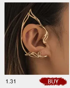 Gothic Punk Dragon Earrings Wing Vintage Ear Cuffs Clip On Earrings