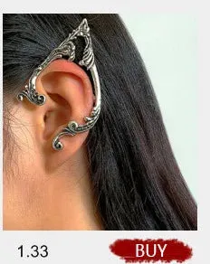 Gothic Punk Dragon Earrings Wing Vintage Ear Cuffs Clip On Earrings