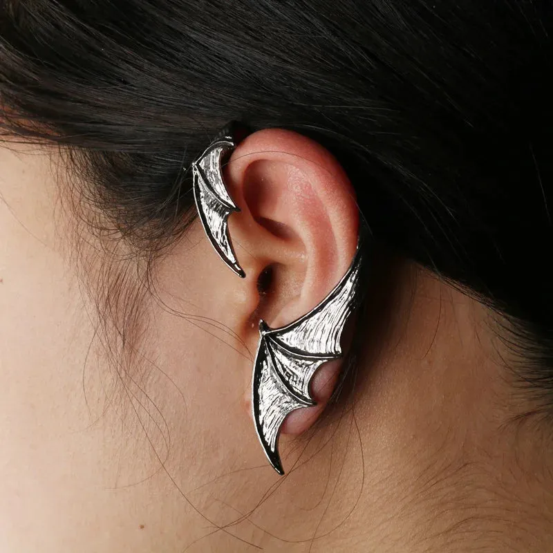Gothic Punk Dragon Earrings Wing Vintage Ear Cuffs Clip On Earrings