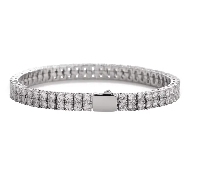 GRACE DOUBLE ROW TENNIS BRACELET - RHODIUM