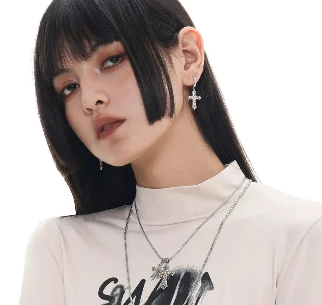 Graffiti Cross Earrings