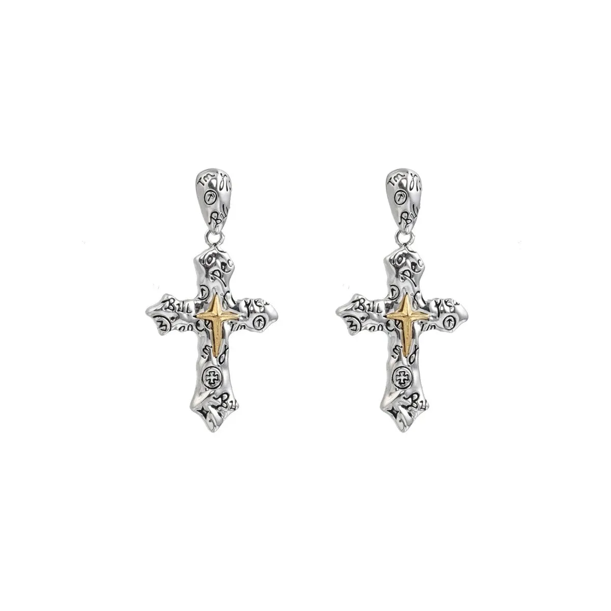Graffiti Cross Earrings