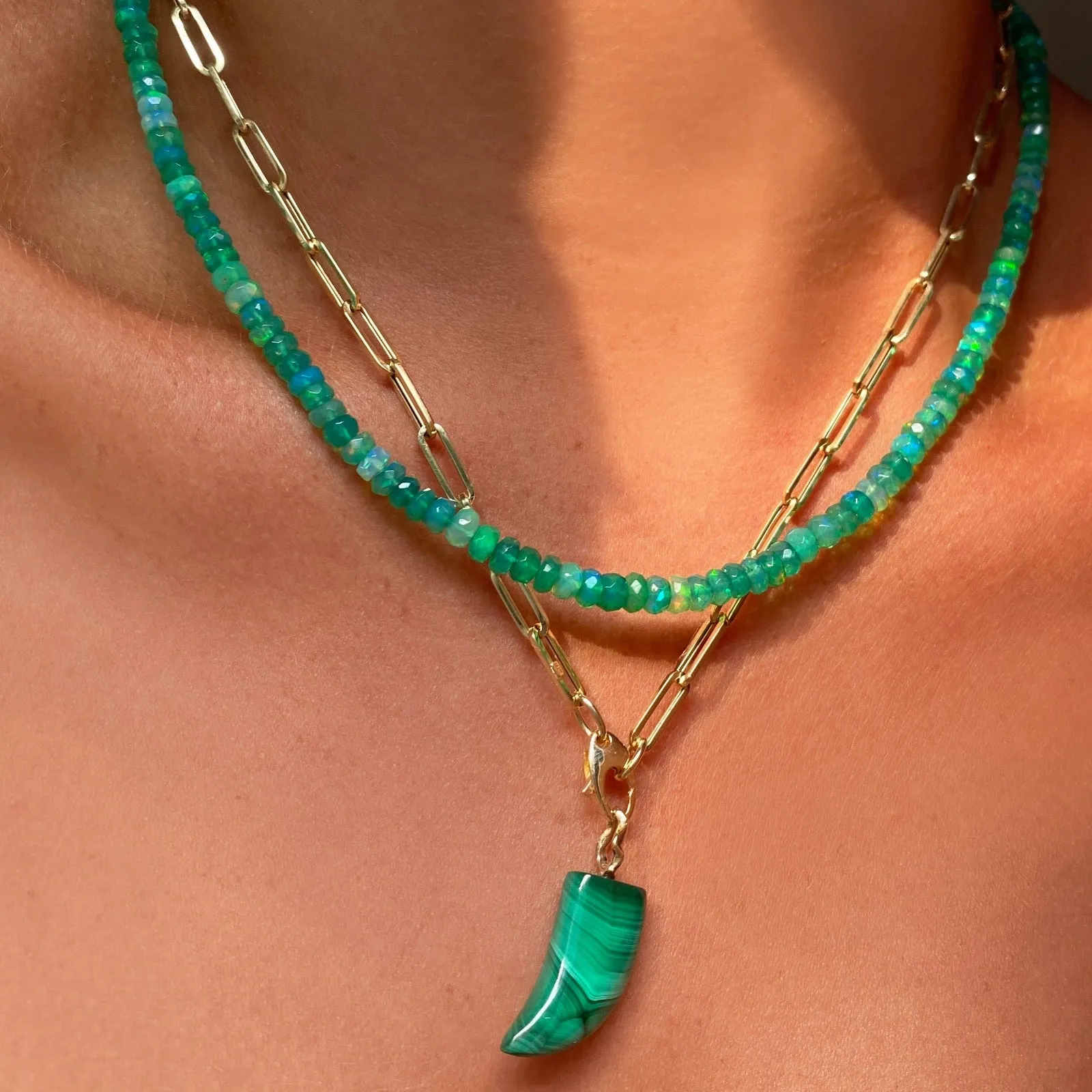 Green Faceted Opal Necklace