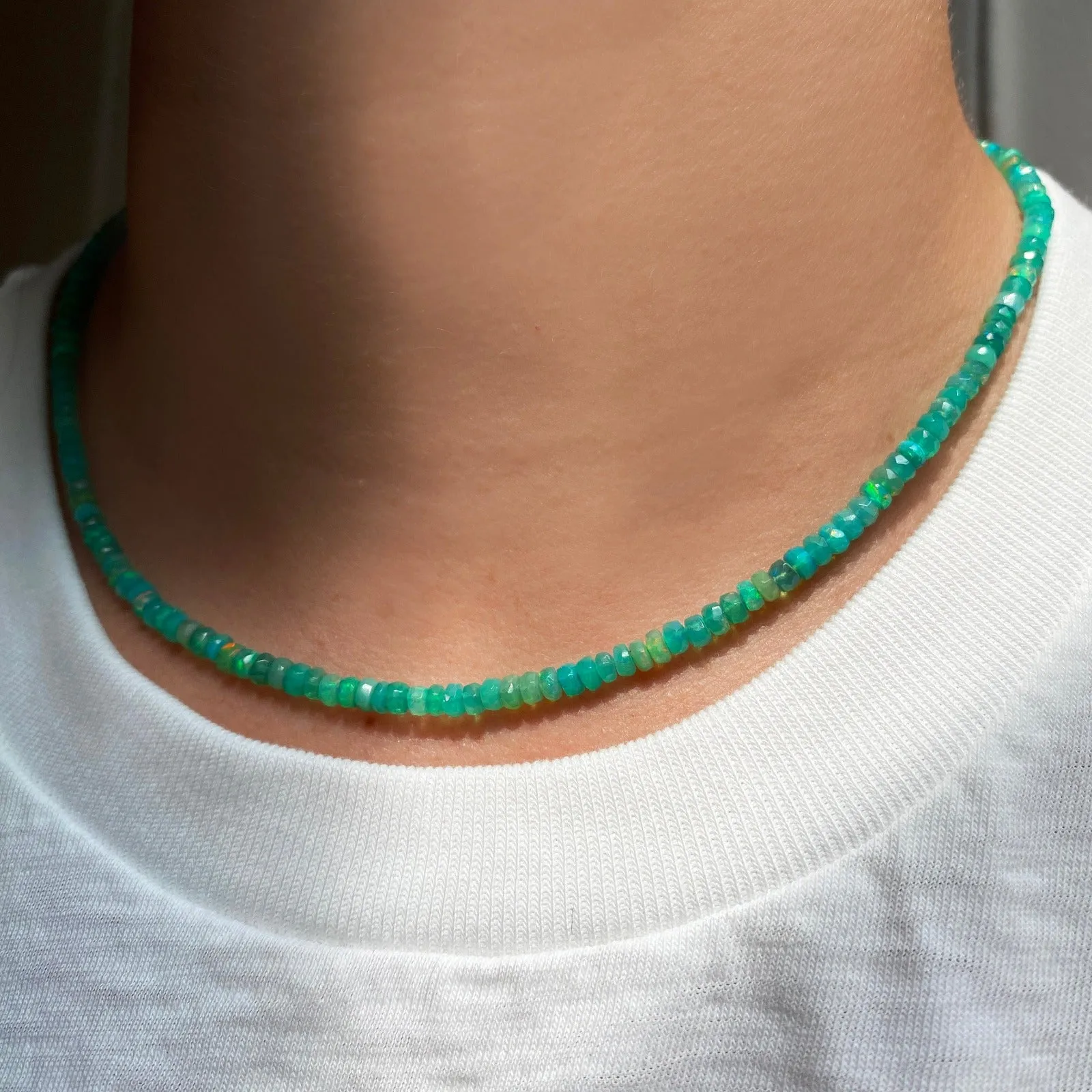 Green Faceted Opal Necklace
