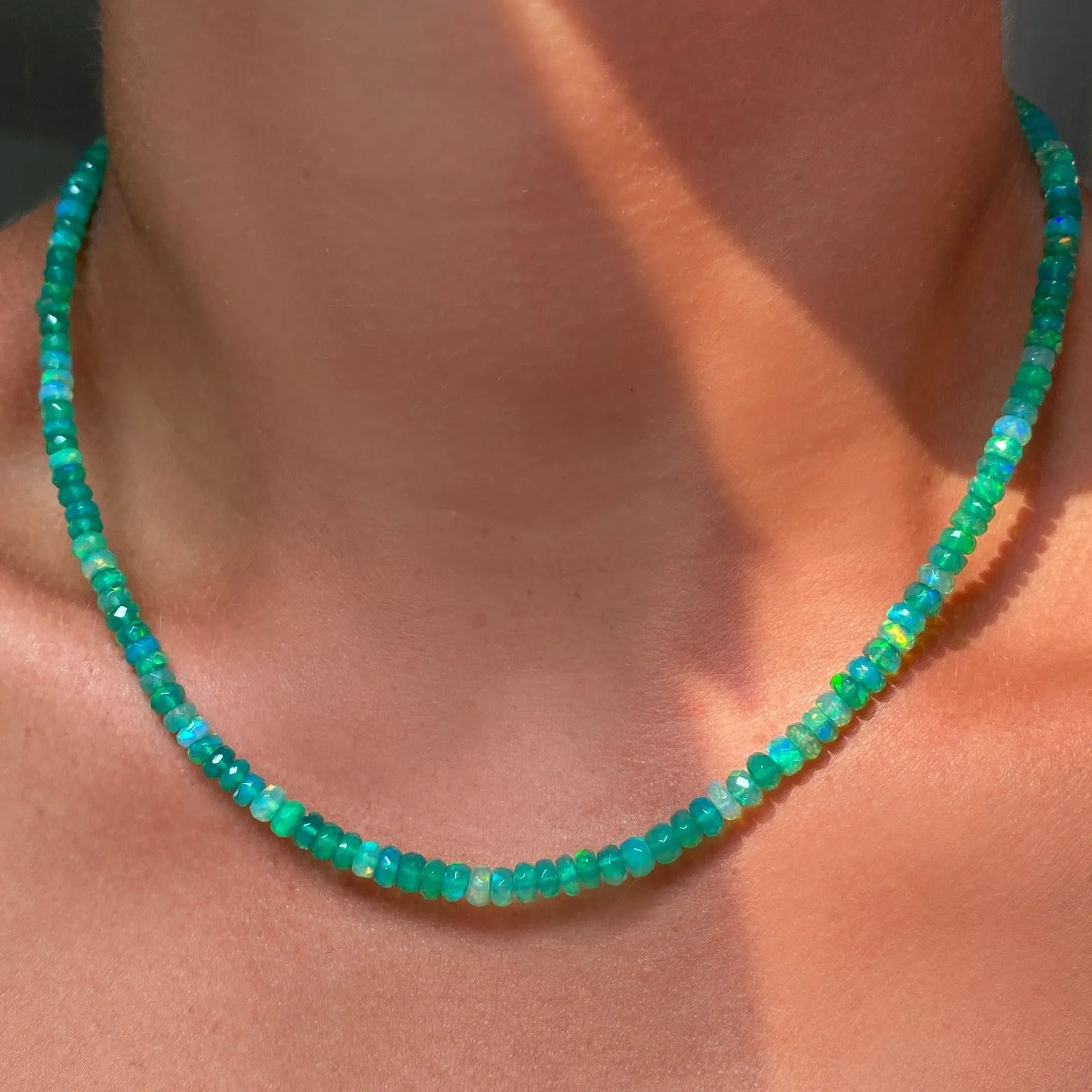 Green Faceted Opal Necklace