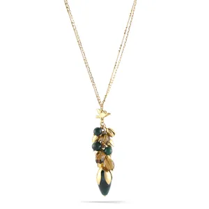 GREEN NATURAL STONE AND SMOKEY CRYSTAL DROP NECKLACES #192GN1401 (IF19)