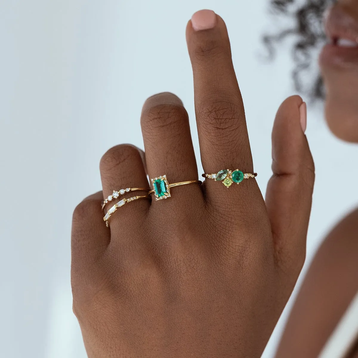 Green Ocean Starry Cluster Ring