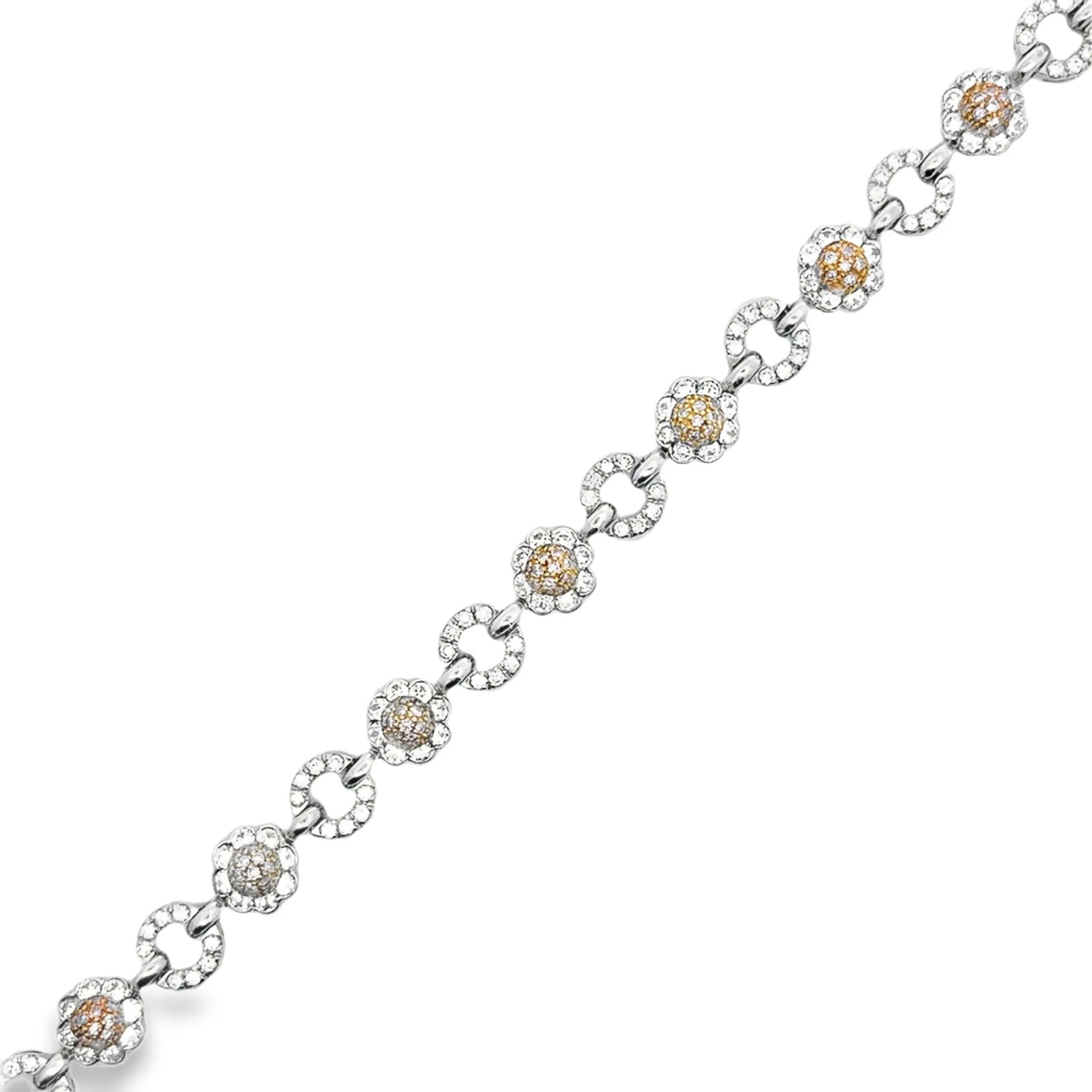 Gregg Ruth Two Tone Open Link and Flower Bracelet