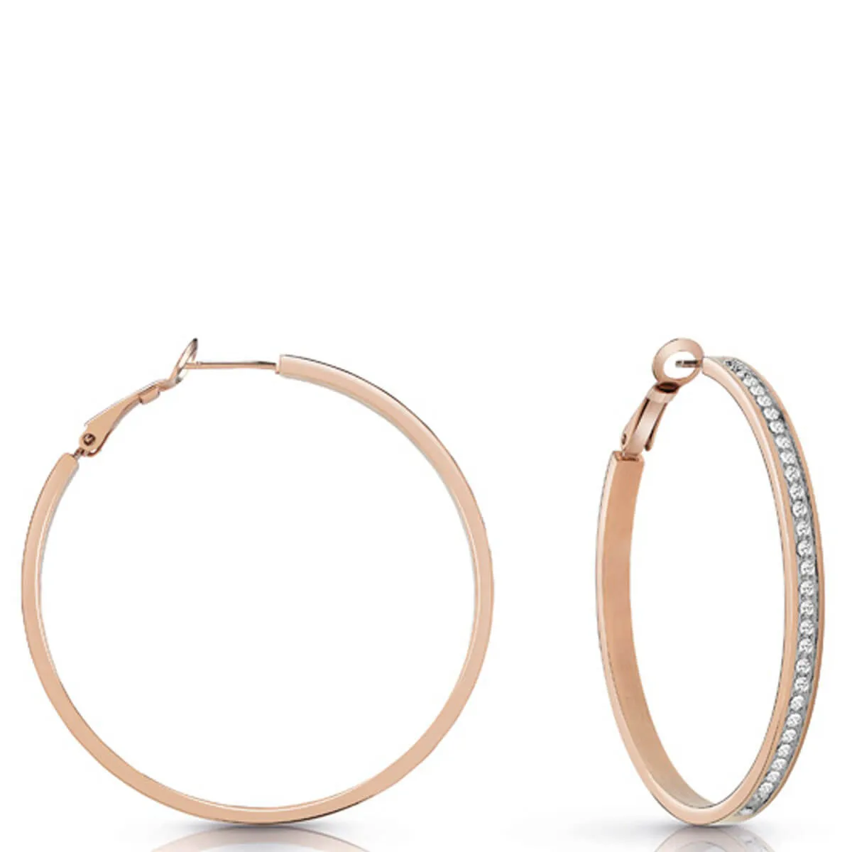 Guess Rose Gold Crystal Hoop Earrings