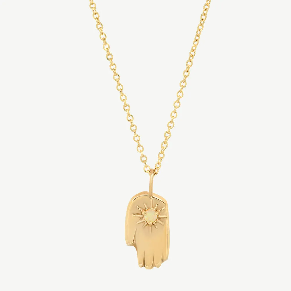 Hamsa Necklace in Opal