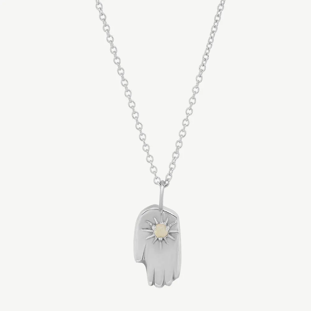 Hamsa Necklace in Opal