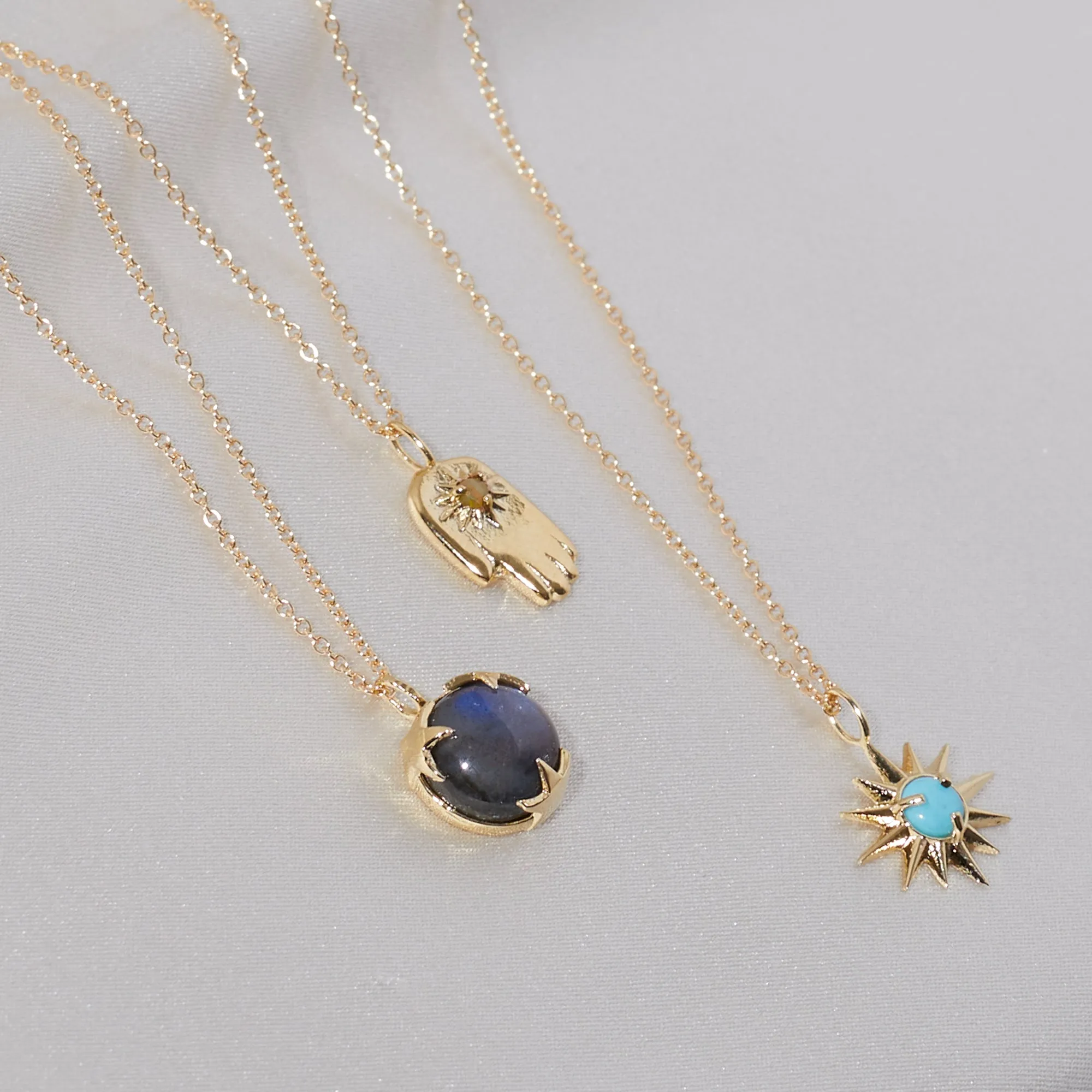 Hamsa Necklace in Opal