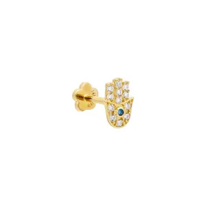 Hamsa Threaded Stud Earring 14K