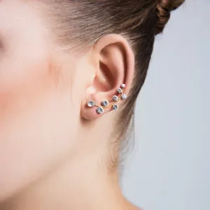 Handmade Brass Ear Cuffs and Climber Earrings with Clear CZ Crystals - 18K Gold Plated - 1.18 Inches Length - Sold in Pairs