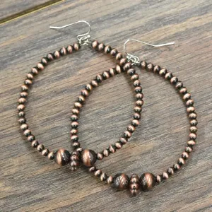 Handmade Copper Navajo Bead Hoop Earrings