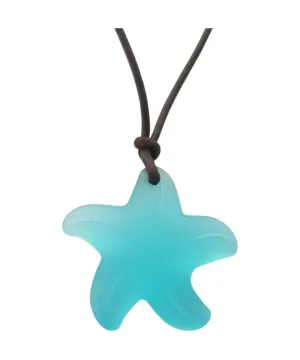Handmade in Hawaii, leather cord unisex blue Starfish sea glass necklace, unisex jewelry, man jewelry, birthday gift