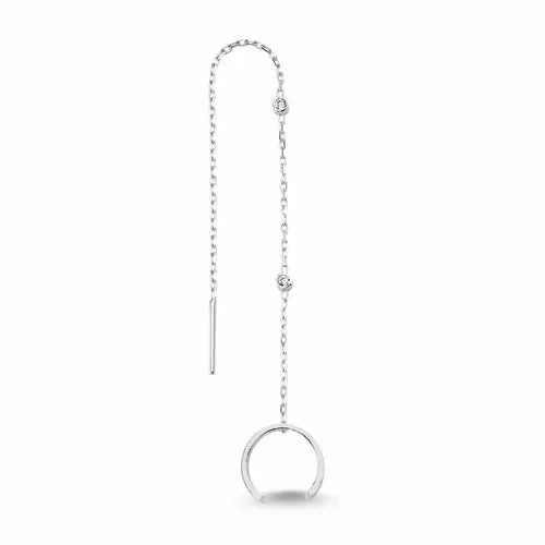 Handmade Minimalist Cartilage Cuff Earrings with Chain and CZ Crystals