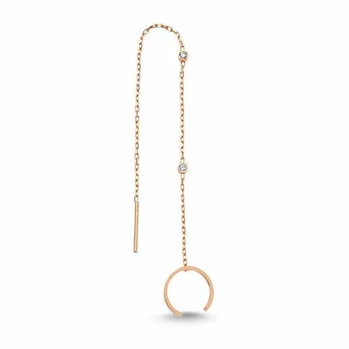 Handmade Minimalist Cartilage Cuff Earrings with Chain and CZ Crystals