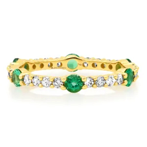 HARMONY EMERALD AND DIAMOND BAND, 14KT GOLD