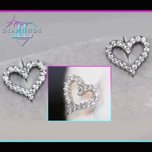 Heart earrings with Diamonds | Heart Ear Studs | Womens Diamond Ear Studs | Ear Studs