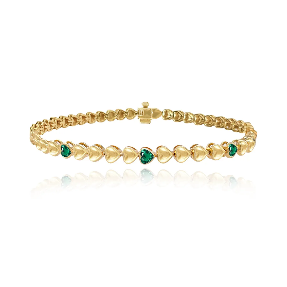 Heart Gemstone Golden Bracelet