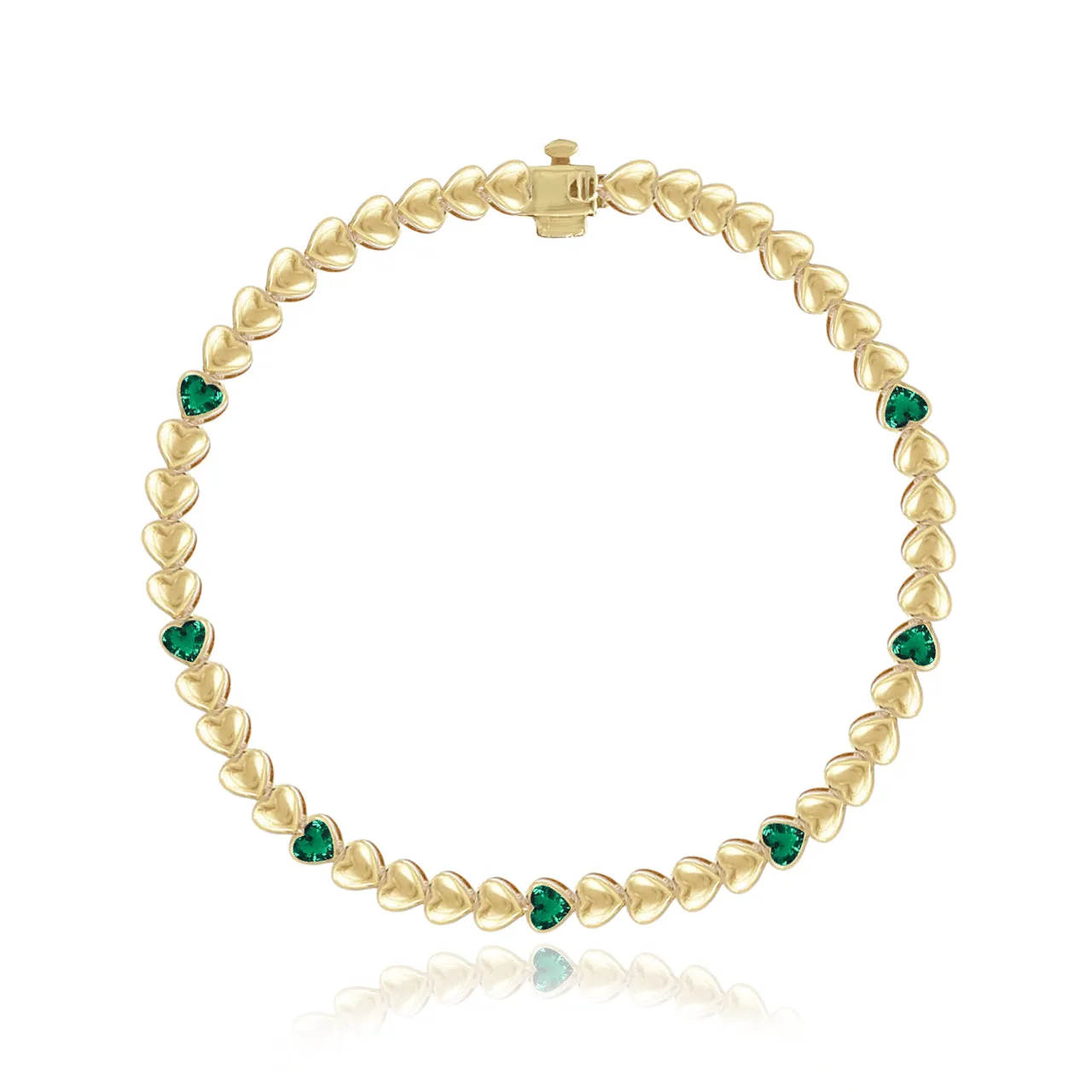 Heart Gemstone Golden Bracelet