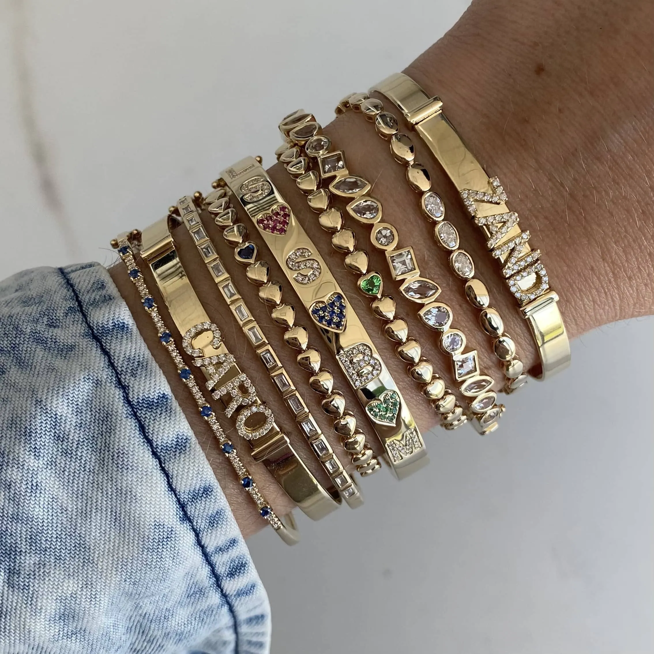 Heart Gemstone Golden Bracelet