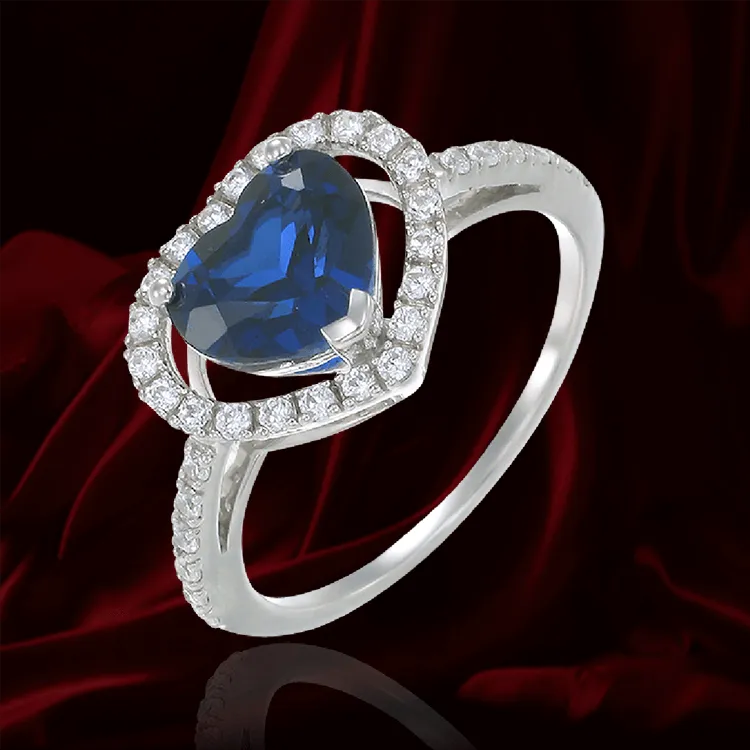 Heart Shaped Blue Sapphire Ring